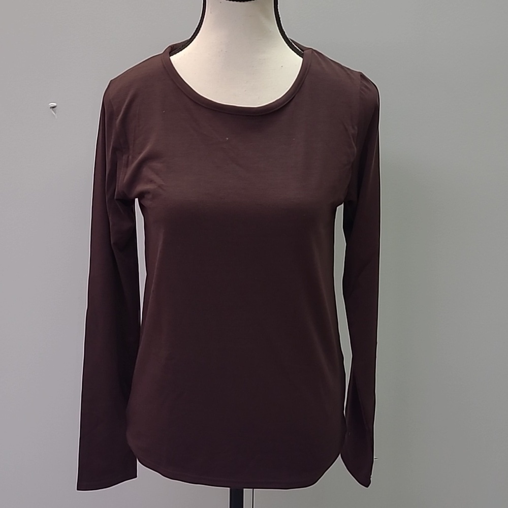 PrettyLittleThing Size 4 Mocha Brown Longsleeve Maternity Fitted Shirt